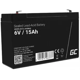 Green Cell Akumulator bezobsługowy AGM VRLA 6V 15Ah do systemów alarmowych i zabawek AGM40 - Baterie do zasilaczy awaryjnych UPS - miniaturka - grafika 1