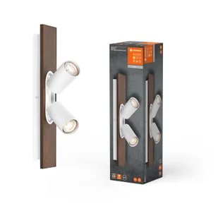 LEDVANCE Reflektor sufitowy Mercury GU10, 2-punktowy, drewno/biały - Lampy sufitowe LEDVANCE Reflektor sufitowy Mercury GU10, 2-punktowy, drewno/biały - Lampy sufitowe - miniaturka - grafika 1