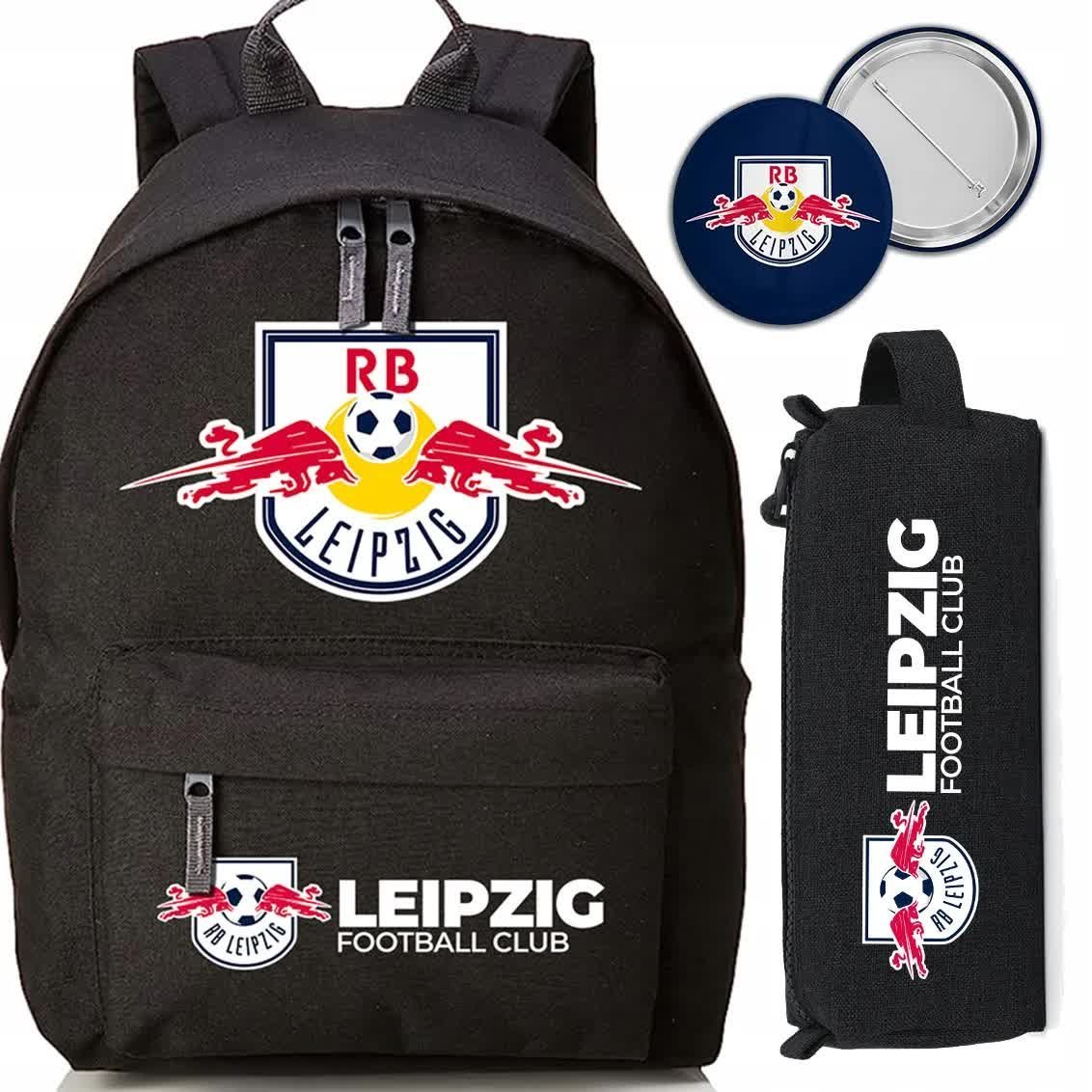 Zestaw do Szkoły Czarny Plecak + Piórnik + Pin LEIPZIG FC Piłka Klub