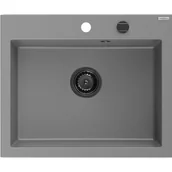 Zlewozmywaki - Mexen Elix zlewozmywak granitowy 1-komorowy 600 x 500 mm, szary, syfon czarny - 6525601005-71-B - miniaturka - grafika 1