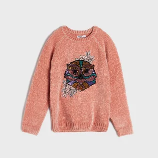 Swetry dla dziewczynek - Sinsay - Sweter z cekinową aplikacją - Różowy - grafika 1
