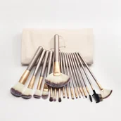 Pędzle do makijażu - Hedo , Zestaw pędzli do makijażu 18szt + etui - beżowe - miniaturka - grafika 1