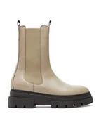 Botki damskie - Tommy Hilfiger Sztyblety Monochromatic Chelsea Boot FW0FW06730 Beżowy - miniaturka - grafika 1