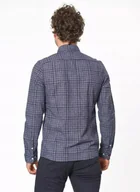 Koszule męskie - LEE SLIM BUTTON DOWN MĘSKA KOSZULA MATERIAŁOWA W KRATĘ NIGHT SKY L66XZHSJ-M - miniaturka - grafika 1