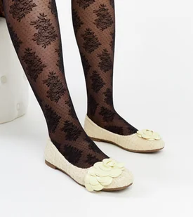 Żółte balerinki z ozdobnym kwiatkiem Mateja -38 - Baleriny - miniaturka - grafika 1