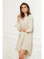 Sukienki - Fleur de Lin Lniana sukienka "Basta" w kolorze beżowym - miniaturka - grafika 1