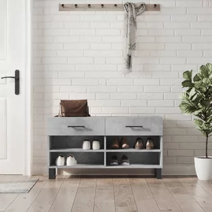 vidaXL Ławka z miejscem na buty, szarość betonu, 102x35x55 cm - Wieszaki i stojaki - miniaturka - grafika 1
