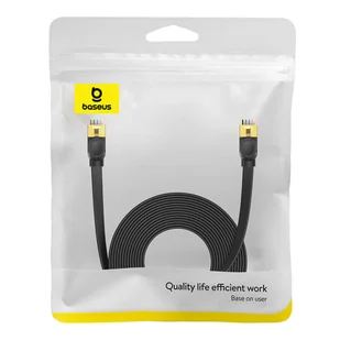 Płaski kabel sieciowy Baseus Ethernet RJ45, Gigabit, Cat.7, 8 m (czarny) - Kable miedziane - miniaturka - grafika 8
