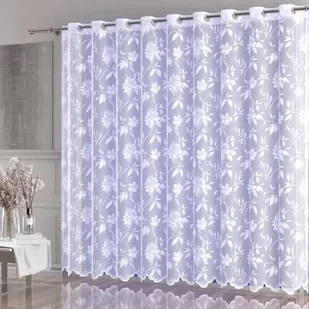 Firanka żakardowa gotowa Islia na przelotkach 500x250 cm biała - Firany - miniaturka - grafika 1