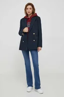 Marynarki i żakiety damskie - Tommy Hilfiger marynarka kolor granatowy dwurzędowa gładka - miniaturka - grafika 1