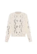 Swetry damskie - faina Damski sweter z dzianiny z cekinami, wełniany, biały, rozmiar XL/XXL, biały (wollweiss), XL - miniaturka - grafika 1