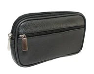 Torby męskie - Skórzane Etui Na Telefon MAGRE (PL) Płaska Saszetka JÓZEK Na Pasek Z Suwakiem Na Smartfona CZARNY 18,5 x 11 x 3 [cm] - miniaturka - grafika 1