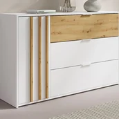 Komody - Komoda z 3 szufladami i 1 szafką - Naturalny i biały - TUNALO - miniaturka - grafika 1