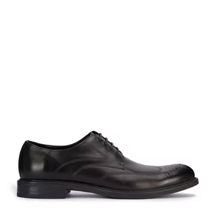 Męskie buty derby skórzane z płaskim szwem - Półbuty męskie - miniaturka - grafika 1