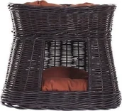 Legowiska dla kotów - WickerPL CARI BUDA DLA KOTA LEŻAK DLA ZWIERZĄT DOMEK DLA KOTA Z WIKLINY PIĘTROWY Z PODUSZKAMI 50X40 H45 CM - miniaturka - grafika 1