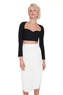 Body - Trendyol Damska dopasowana bluzka Bodycon Sweetheart, czarno-antracytowa, 36, Czarno-antracyt, 62 - miniaturka - grafika 1