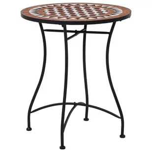 vidaXL Mozaikowy stolik bistro, brązowy, 60 cm, ceramiczny - Stoły ogrodowe - miniaturka - grafika 1