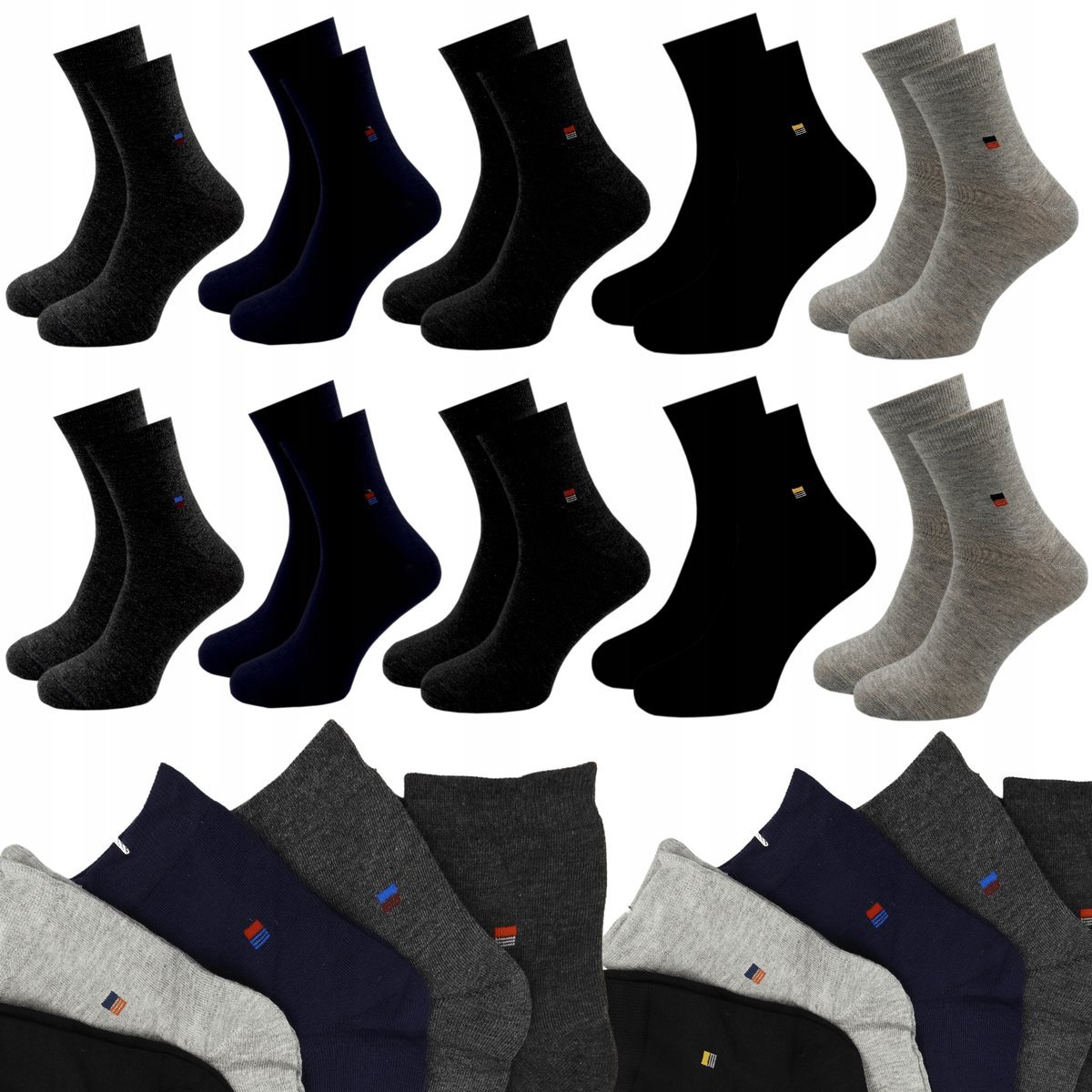 10 X SKARPETY MĘSKIE KLASYCZNE WZORY BAWEŁNIANE WYSOKIE SKARPETKI 40-42