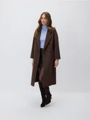 Koszulki i topy damskie - Reserved - Płaszcz z wełną - ciemnobrązowy - miniaturka - grafika 1