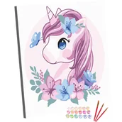 Malowanie po numerach - Zestaw do Malowania po Numerach Dla Dzieci 20x20 cm, Oczarowany Jednorożec - miniaturka - grafika 1