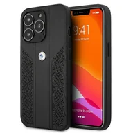 Etui i futerały do telefonów - BMW Etui BMHCP13LRSPPK iPhone 13 Pro / 13 6,1" czarny/black hardcase Leather Curve Perforate BMW000448 - miniaturka - grafika 1