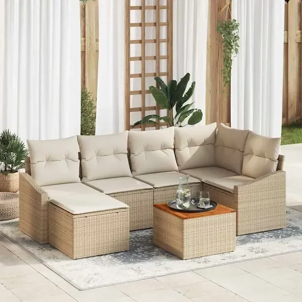 Zestaw Lounge do Ogrodu Modularny z Schowkami, Beżowo-Biały, 55x55x37 cm