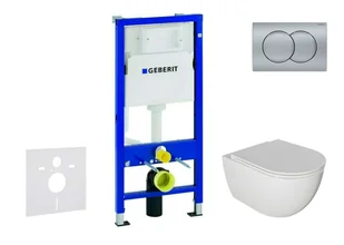 Geberit Duofix - Zestaw do montażu podtynkowego, toaleta Oudee i deska wolnoopadająca, przycisk Delta01, chrom mat SANI11CA1125 - Stelaże i zestawy podtynkowe do WC - miniaturka - grafika 1