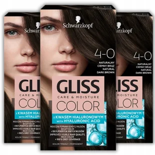 Gliss Color Farba do Włosów 4-0 Naturalny Ciemny Brąz x3 - Farby do włosów i szampony koloryzujące - miniaturka - grafika 1