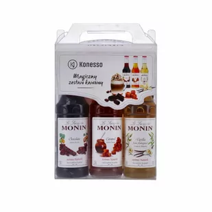Monin Zestaw kawowy 3x250 ml karmel czekolada wanilia 7318-uniw - Śmietanki i dodatki do kawy - miniaturka - grafika 1