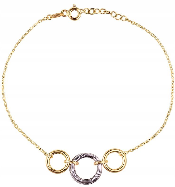 DAMSKA ZŁOTA BRANSOLETKA DWUKOLOROWA Z KÓŁECZKAMI 14KT 585