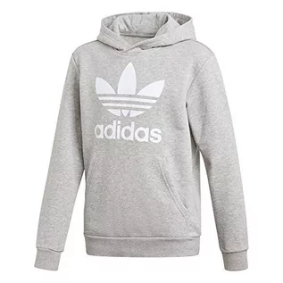 Bluzy dla dziewczynek - Adidas Bluza dziecięca TREFOIL HOODIE, średnio szara wrzosowa / biała, 1213 - grafika 1