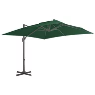 Parasole ogrodowe - vidaXL Parasol wiszący z aluminiowym słupkiem, 400x300 cm, zielony - miniaturka - grafika 1