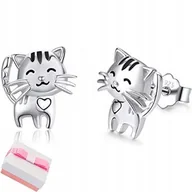 Biżuteria dla dzieci - Srebrne kolczyki kotki dla dziewczynki kolczyki wkrętki sztyfty dla dzieci - miniaturka - grafika 1