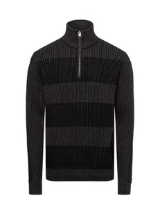 Jack & Jones Sweter - JJHugo Mężczyźni Sztuczne włókno czarny|szary wypukły wzór tkaniny, S - Swetry męskie - miniaturka - grafika 1