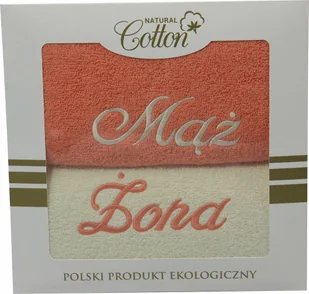 Komplet Ręczników W Pudełku 2 Szt. 50X90 Mąż Żona Łososiowy 09 Kremowy - Ręczniki - miniaturka - grafika 1