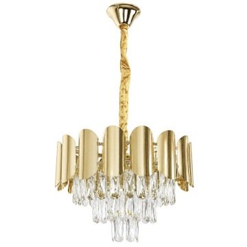 Lampa Sufitowa Wisząca Złota Z Kryształkami Glamour Do Salonu 40 cm 5xE14