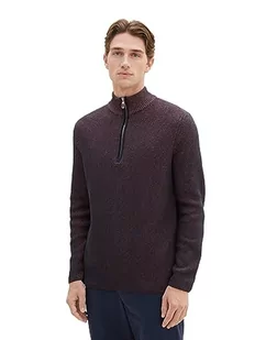 TOM TAILOR sweter męski, 32740 – granatowa (Navy Red Orange Blue) Mouline), L - Swetry męskie - miniaturka - grafika 1