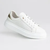 Półbuty damskie - Półbuty damskie skóra naturalna ażurek GOODIN GD-XF-175 białe lekkie 40 - miniaturka - grafika 1