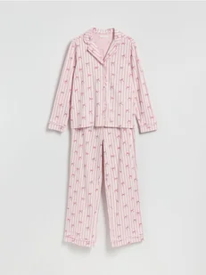 Reserved - Wzorzysta piżama dwuczęściowa - różowy - Moda i Uroda OUTLET - miniaturka - grafika 1
