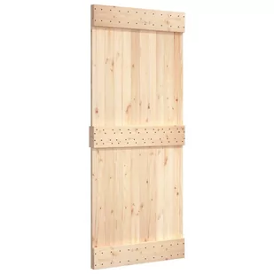 Drzwi przesuwne, 95x210 cm, lite drewno sosnowe 8720845854669 - Drzwi wewnętrzne - miniaturka - grafika 3