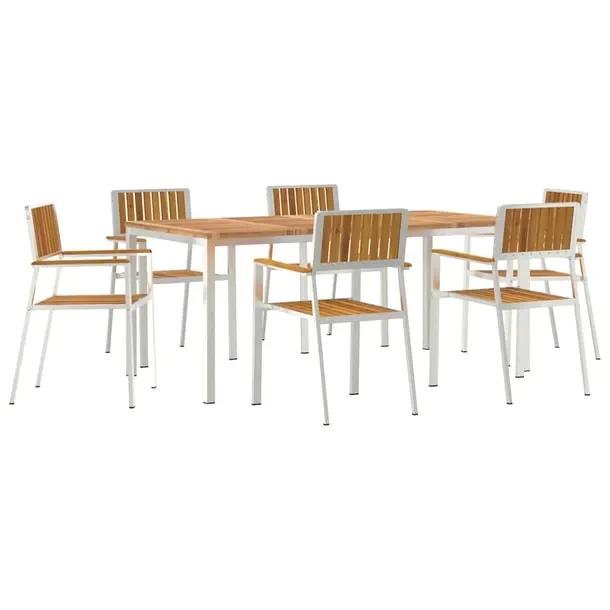 Zestaw ogrodowy z litego drewna akacjowego, stół 180 x 90 cm, 6 krzeseł,