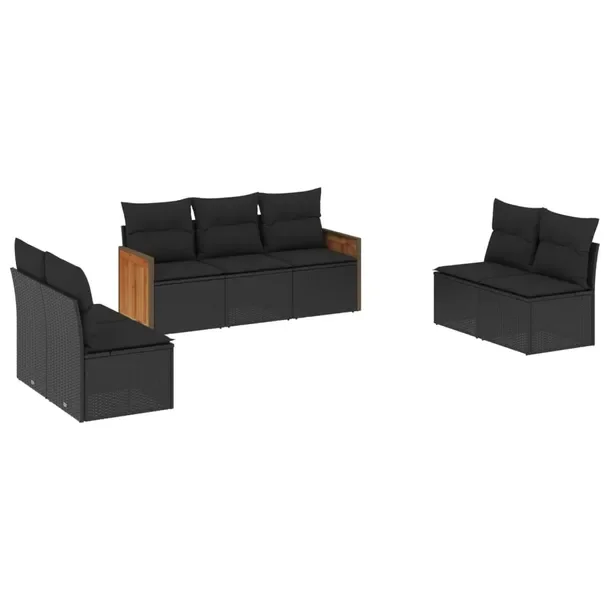 Zestaw wypoczynkowy rattan PE czarny 55x62x69cm