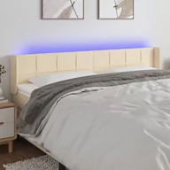 Inne meble do sypialni - vidaXL Zagłówek do łóżka z LED, kremowy, 183x16x78/88 cm, tkanina - miniaturka - grafika 1