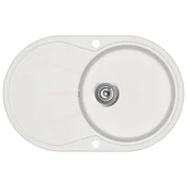 Zlewozmywaki - vidaXL Granitowy zlewozmywak jednokomorowy owalny biały 144867 - miniaturka - grafika 1