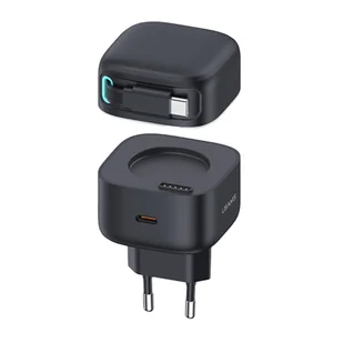 USAMS Ład. siec. 1xUSB-C ze zwijanym kablem Lighning (only head) PD+QC 35W Gan Fast Charging czarny/black XMF Series CC209TC01 (US-CC209) - Ładowarki do telefonów - miniaturka - grafika 7