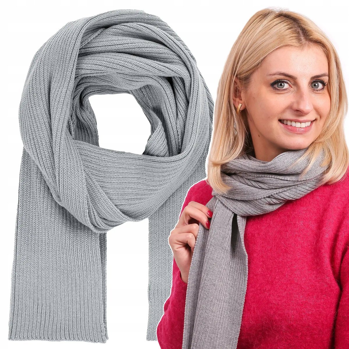 Szal szalik damski CIEPŁY zimowy elegancki modny WEŁNIANY kobiecy jesienny