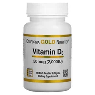 Suplementy naturalne - California Gold Nutrition Vitamin D3, 50 mcg (2,000 IU), 90 kaps. - miniaturka - grafika 1