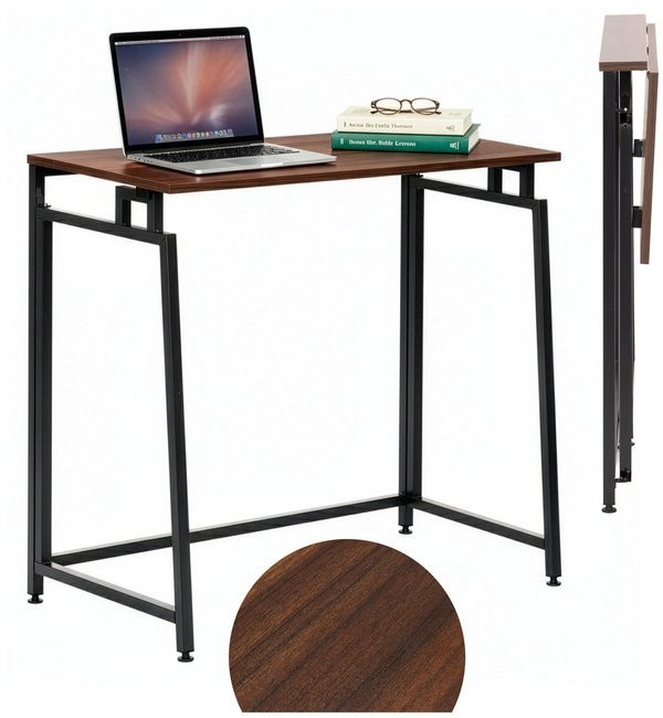 Springos Biurko komputerowe składane 80 cm stolik do pracy przy komputerze drewniany ciemno brązowy UNIWERSALNY