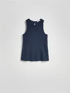 Koszulki i topy damskie - Reserved - Strukturalny top - granatowy - miniaturka - grafika 1