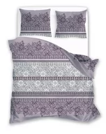 Pościel - Faro, Pościel satyna bawełniana, 220x200+2x70x80 cm, Pure Sateen, Fioletowe kwiaty - miniaturka - grafika 1